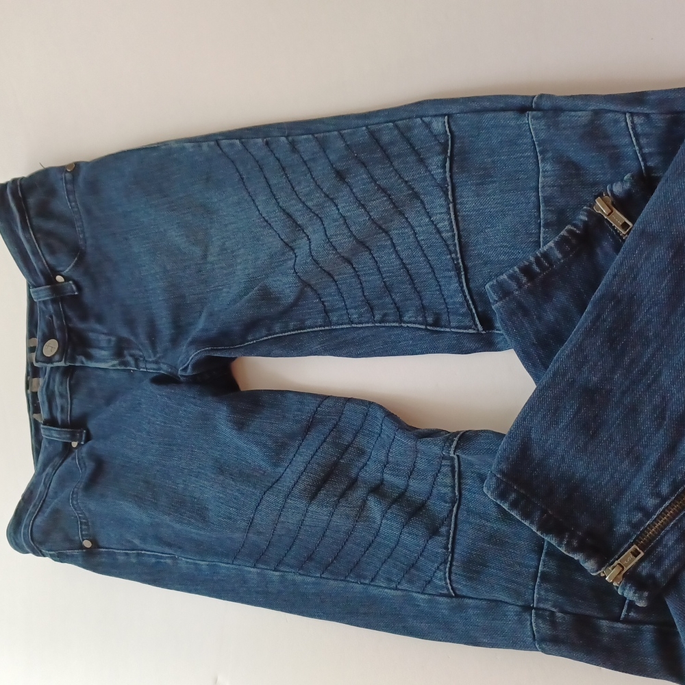 SL8 women's skinny dark wash size 27 jeans zipper at ankles fake pockets